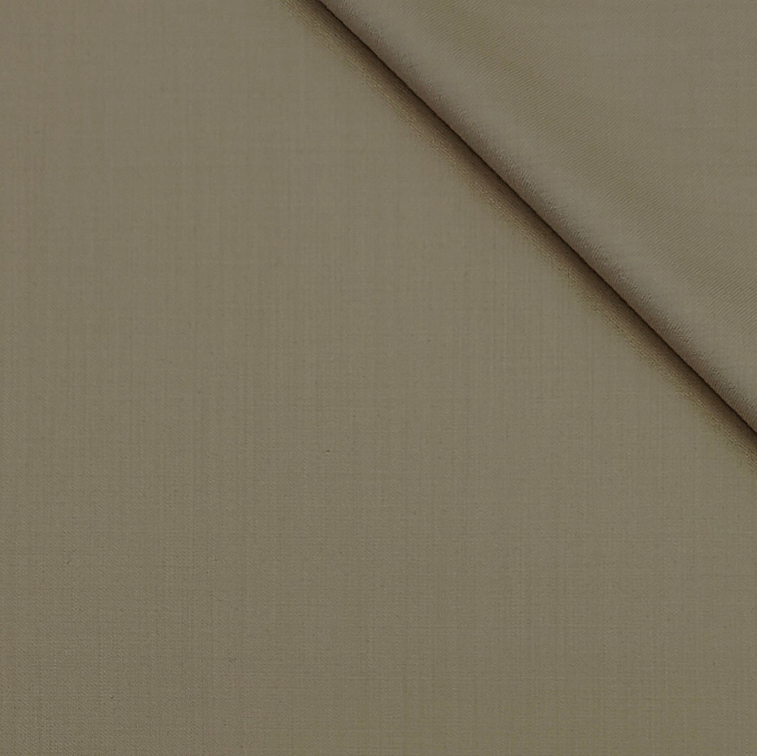 Trouser Fabric Reid & Taylor Super 120s Count 50%Wool Plain Weave Stretchable Color Taupe Brown